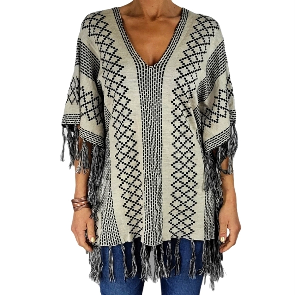 Hoity Toity Striped Pullover Loose Fit Sweater Size Large Grey